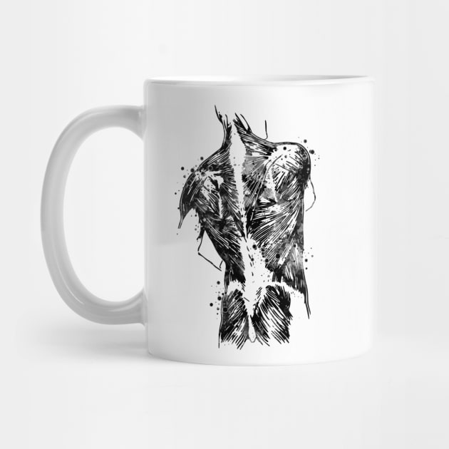 Human Back With Muscles Black and White Anatomy Gift by LotusGifts